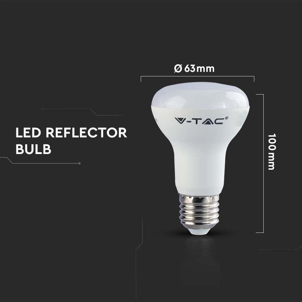 8.5W R63 Żarówka LED, Chip SAMSUNG, Barwa:4000K, Trzonek:E27, VTAC, SKU 21142