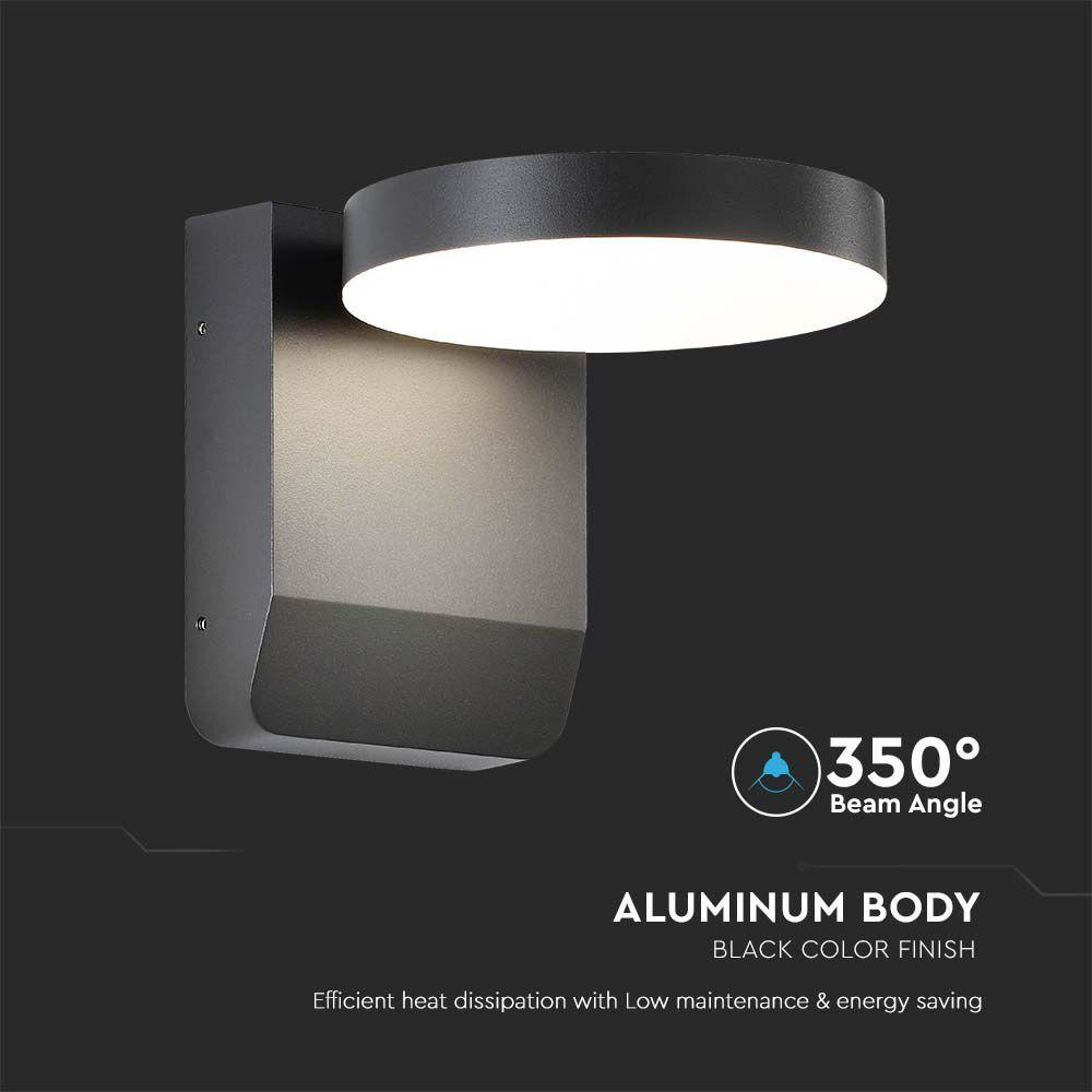 VT-11020 17W LED WALL LIGHT 4000K BLACK BODY ROUND IP65