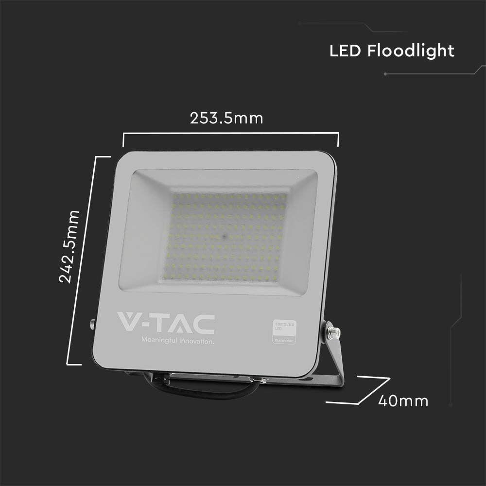 VT-44101 100W FLOODLIGHT SAMSUNG CHIP 6500K BLACK BODY GREY GLASS (135LM/W)