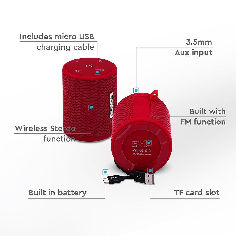 VT-6244 PORTABLE BLUETOOTH SPEAKER TWS FUNCTION-1500mah BATTERY-RED