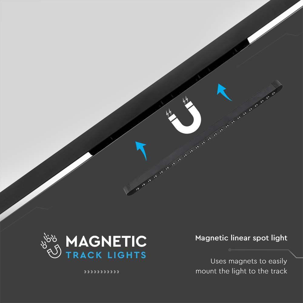 22W Lampa na Szynoprzewód SLIM MAGNETIC, Barwa: 6400K, Obudowa: Czarna , VTAC, SKU 10241