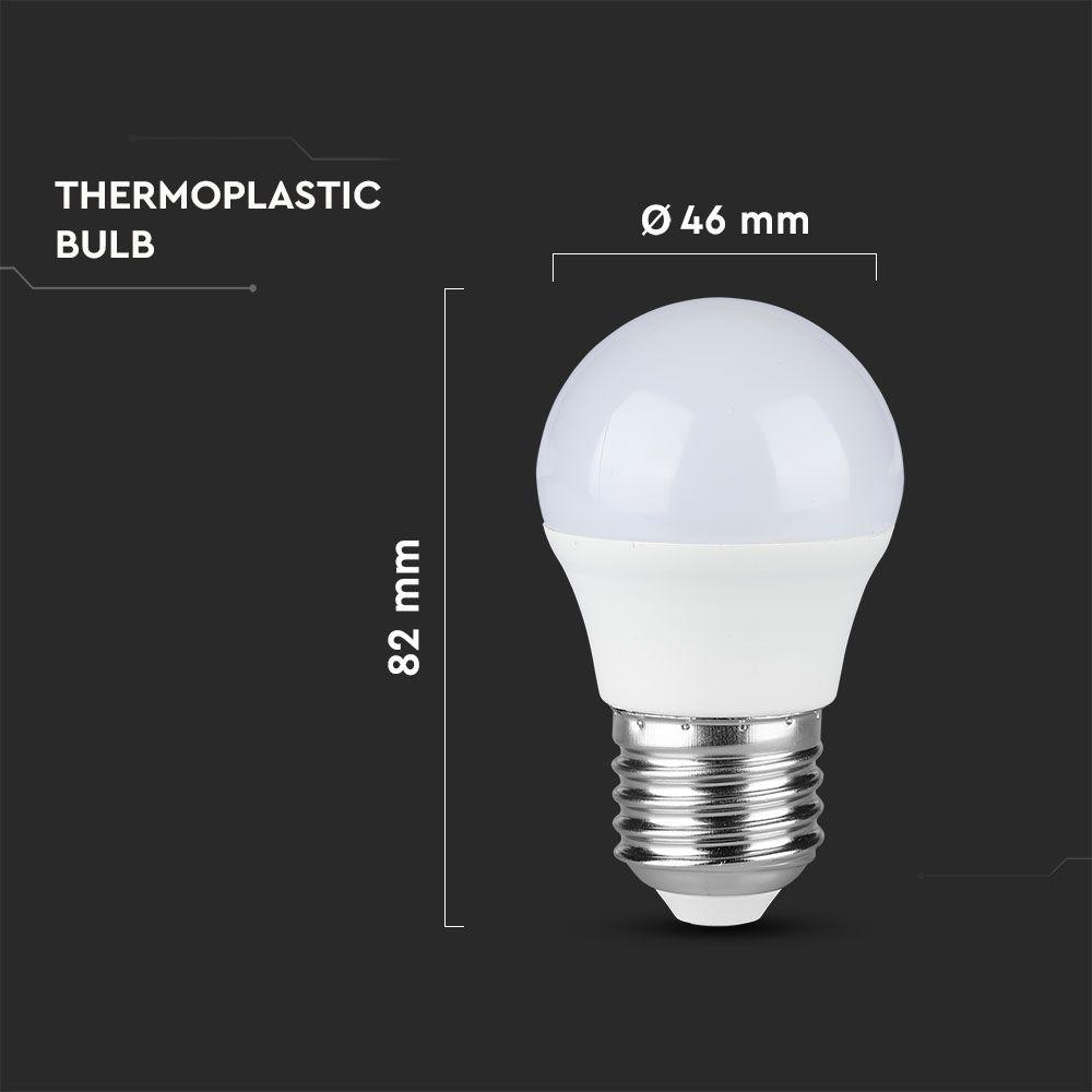 4.5W Żarówka LED G45, Barwa:6400K, Trzonek:E27, VTAC, SKU 217409