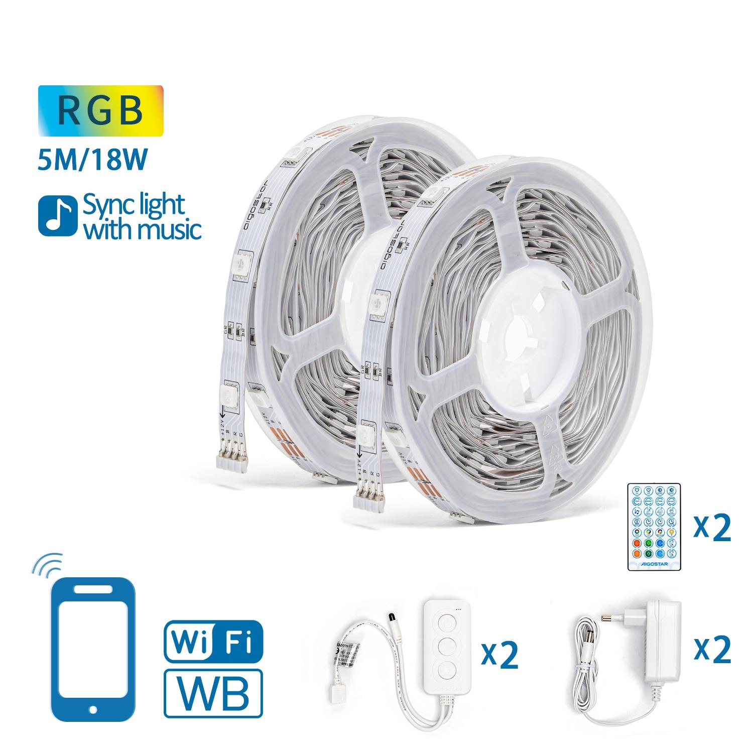 Inteligentna taśma LED WB Wi-FI o niskim napięciu  18W 1*5 m (2 zestawy)