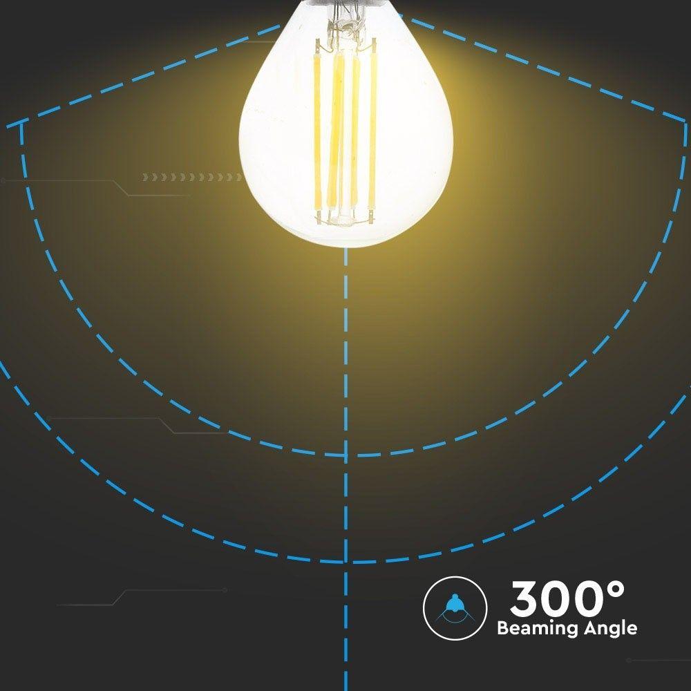 6W P45 Filament, Klosz Transparentny/ Barwa:6400K, Trzonek: E14, Skuteczność: 130lm/W, VTAC, SKU 2856