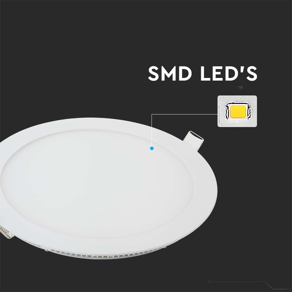 12W Panel LED, Barwa:4000K, Okrągła, VTAC, SKU 214858