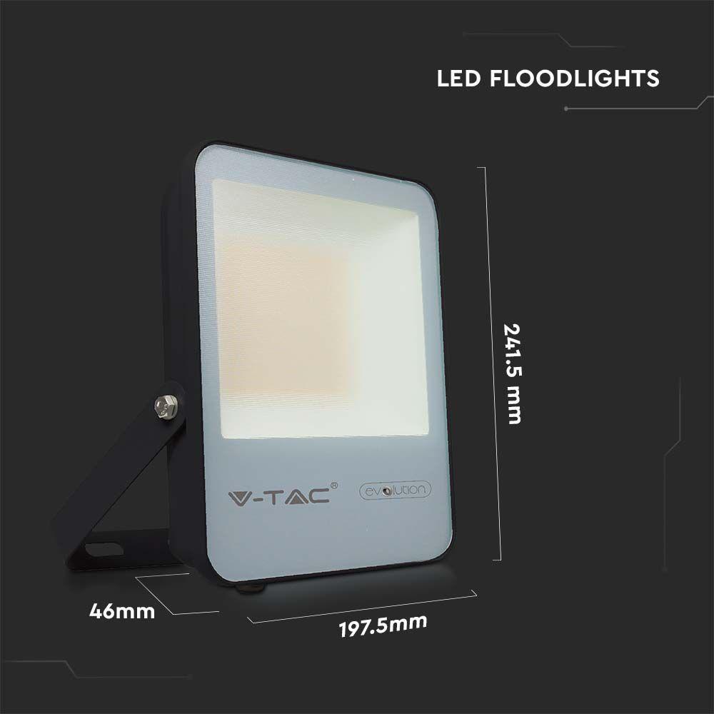 VT-50185 50W LED FLOODLIGHT 6400K BLACK BODY GREY GLASS 185LM/W