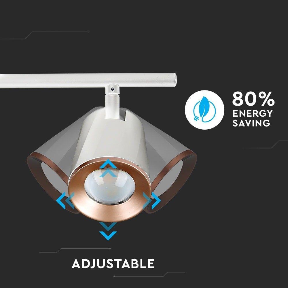 18W Lampa sufitowa, Barwa:3000K, Biały - Pierścień miedź, VTAC, SKU 8258