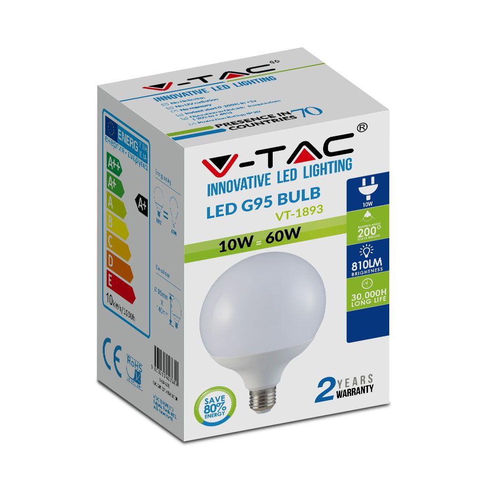 VT-1893 10W G95 THERMAL PLASTIC LED BULB 4000K E27