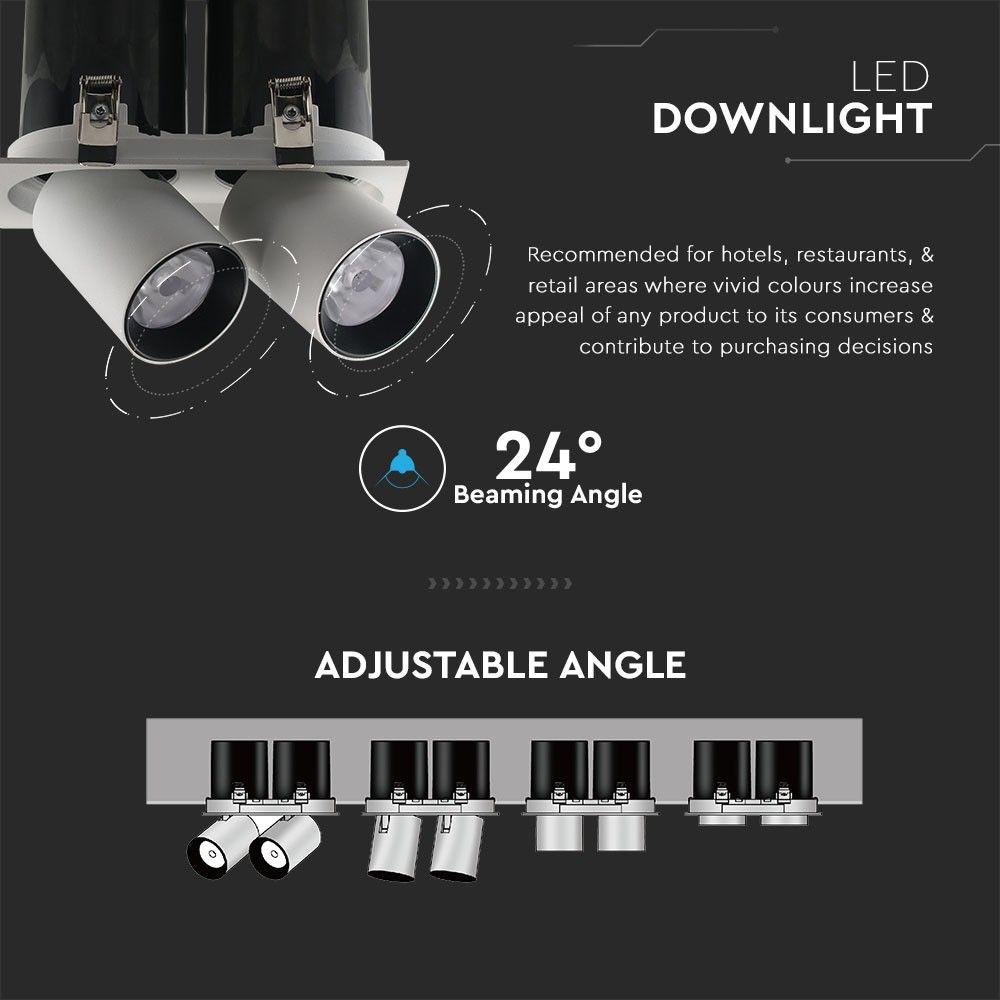 36W Oprawa downlight LED na teleskopie, Chip SAMSUNG, Barwa:4000K, Obudowa: Biały + Czarny, VTAC, SKU 20050