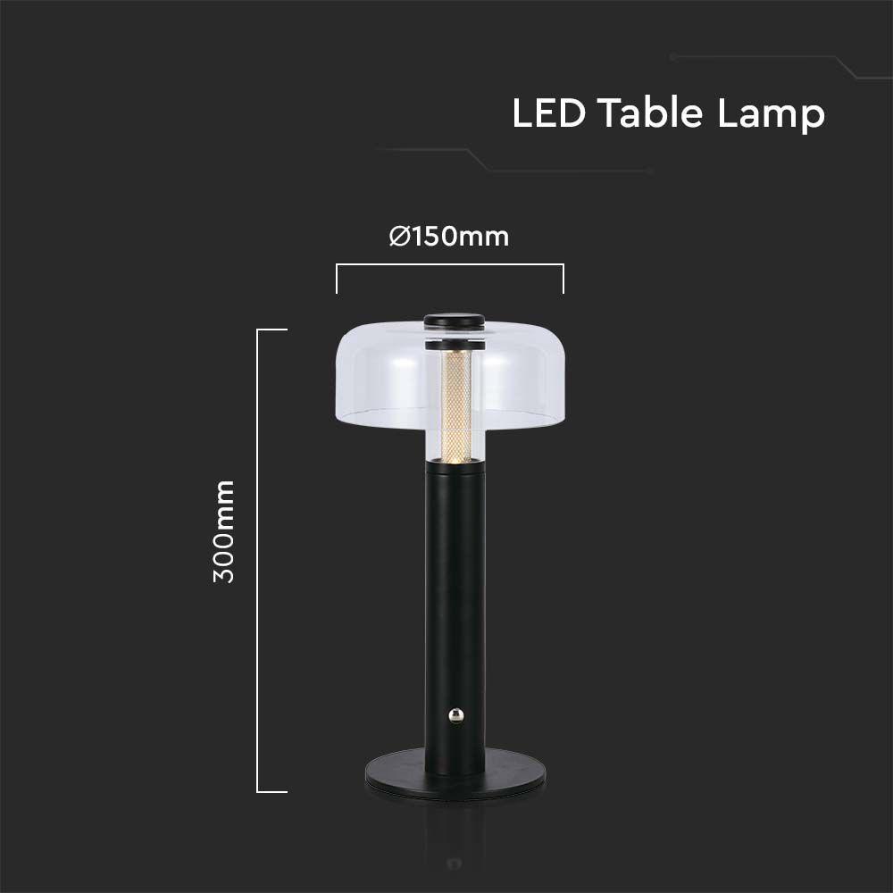 VT-1049 LED TABLE LAMP 1800mAH BATTERY D:150x300 3000K BLACK BODY