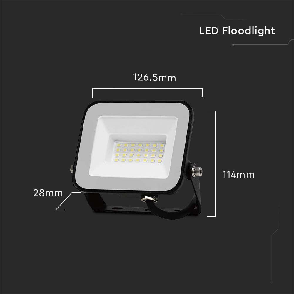 VT-44020 20W FLOODLIGHT SAMSUNG CHIP 3000K BLACK BODY GREY GLASS