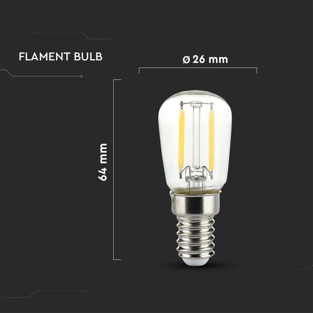 2W ST26 Żarówka LED Filament, Klosz Transparentny, Barwa:3000K, Trzonek:E14, VTAC, SKU 214444