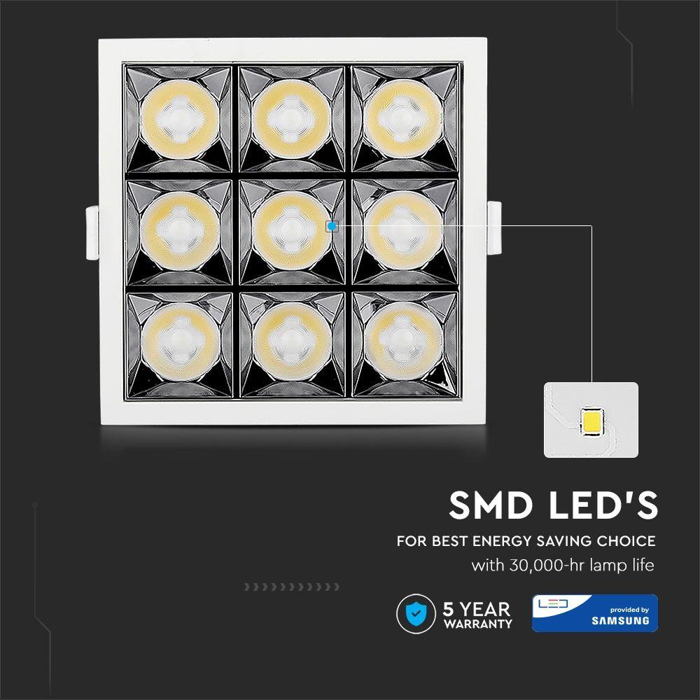 36W Oprawa wpuszczana reflektor LED, Chip SAMSUNG, Barwa:2700K, Kąt 12', VTAC, SKU 984