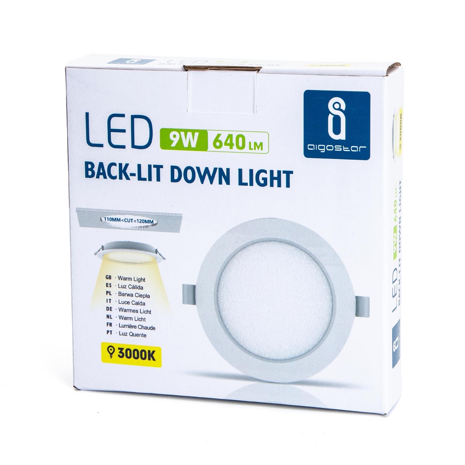 E6 LED  Flush-mounted Round Downlight 9W Yellow Light