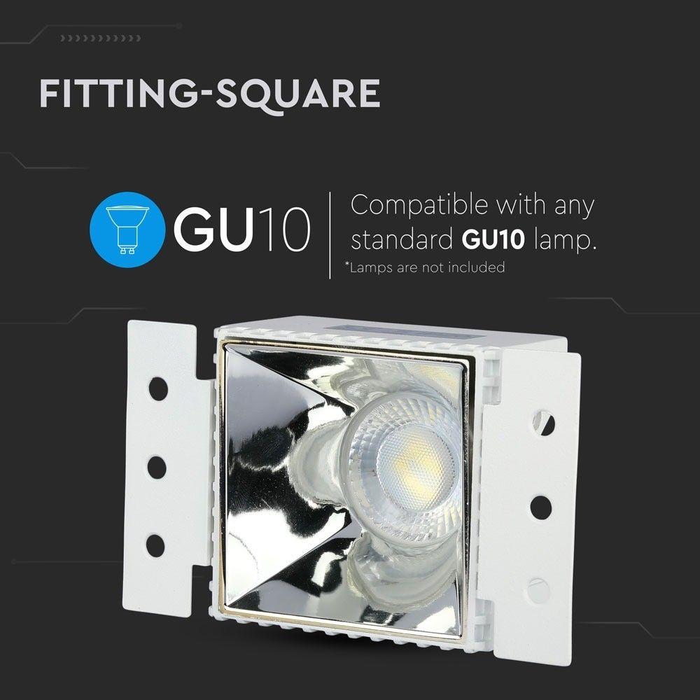 VT-890 GU10 FITTING SQUARE WITH WHITE FRAME+CHROME REFLECTOR