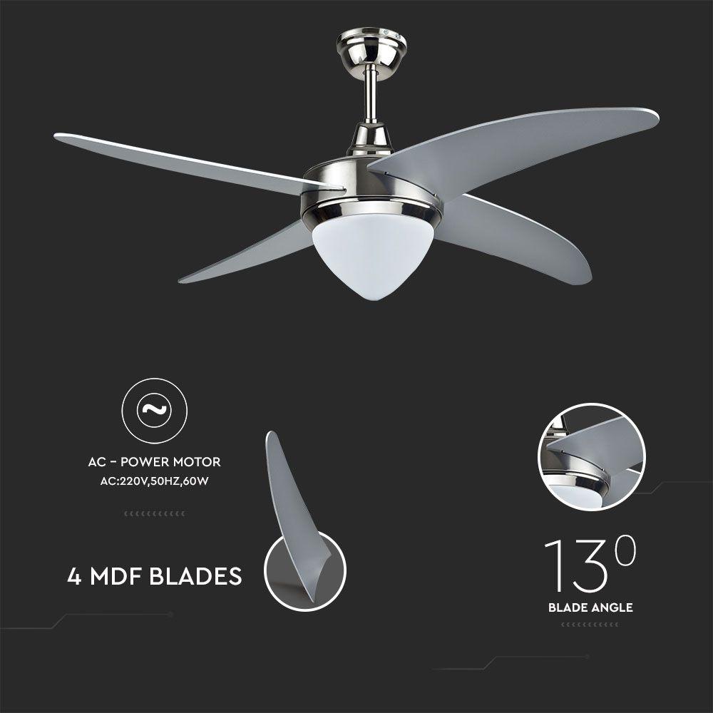 VT-6043-4 60W LED CEILING FAN WITH RF CONTROL-4 BLADES-AC MOTOR