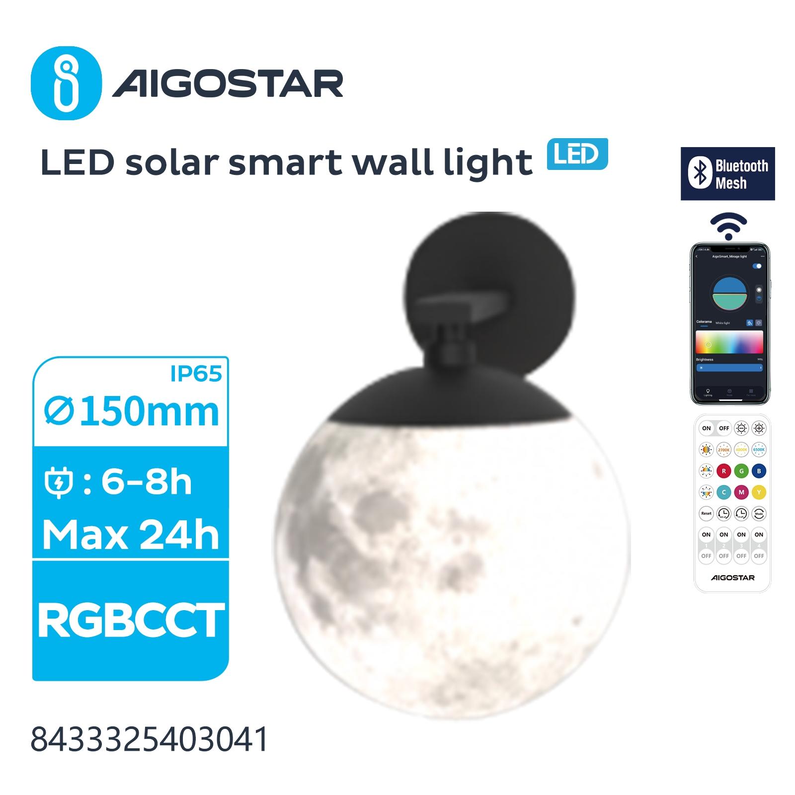 LED SOLAR SMART  WALL LIGHT /BLUE TOOTH MESH/SPLIT/20W/RGBCCT/IP65/S∅150MM/STAR  PATTERN