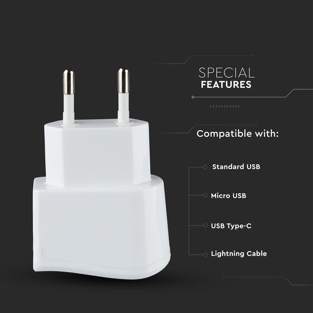 VT-1024 USB TRAVEL ADAPTOR WITH DOUBLE BLISTER PACKAGE-WHITE