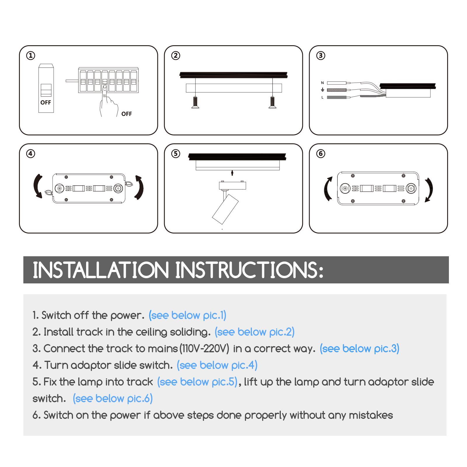 2 wires track light 10W Day light