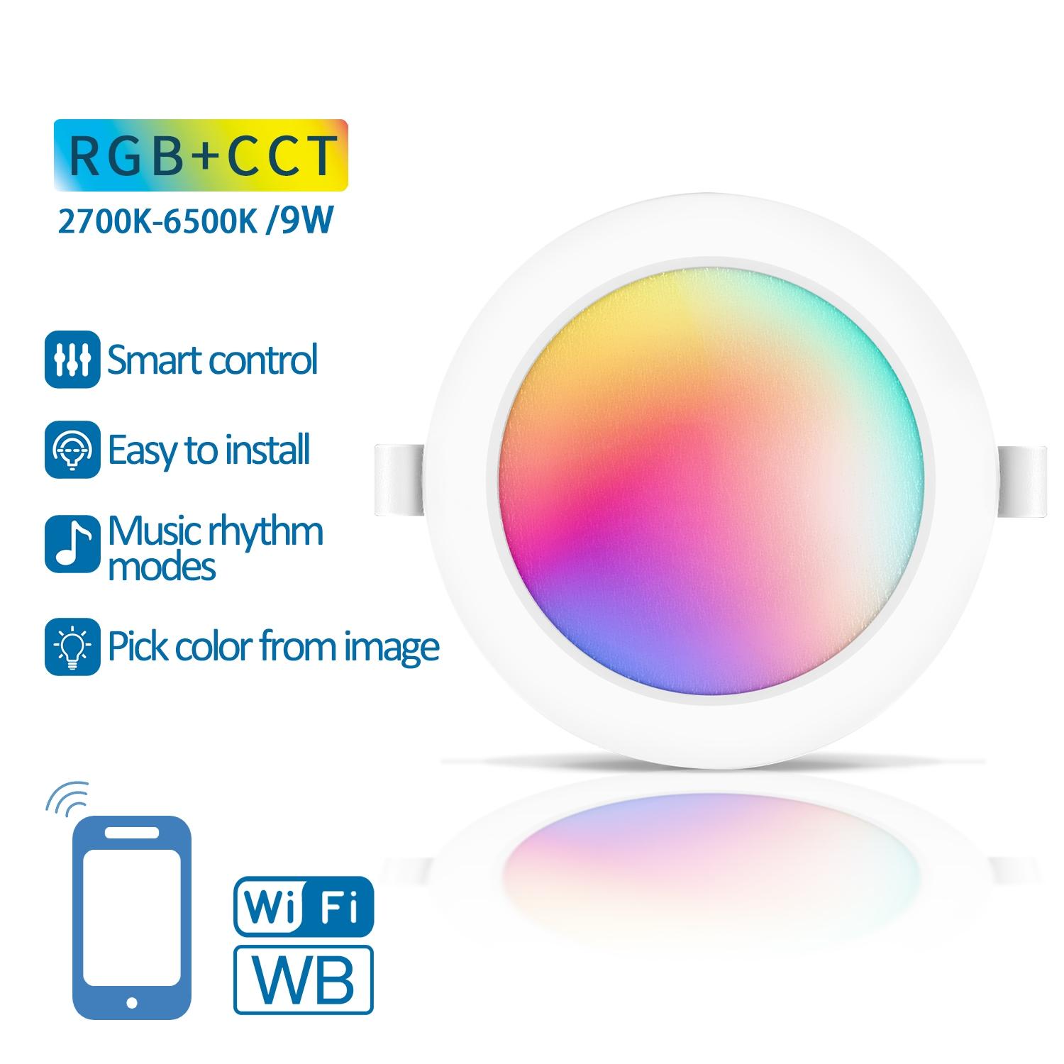 WIFI network configuration and bluetooth assisted Smart LED downlight 9W