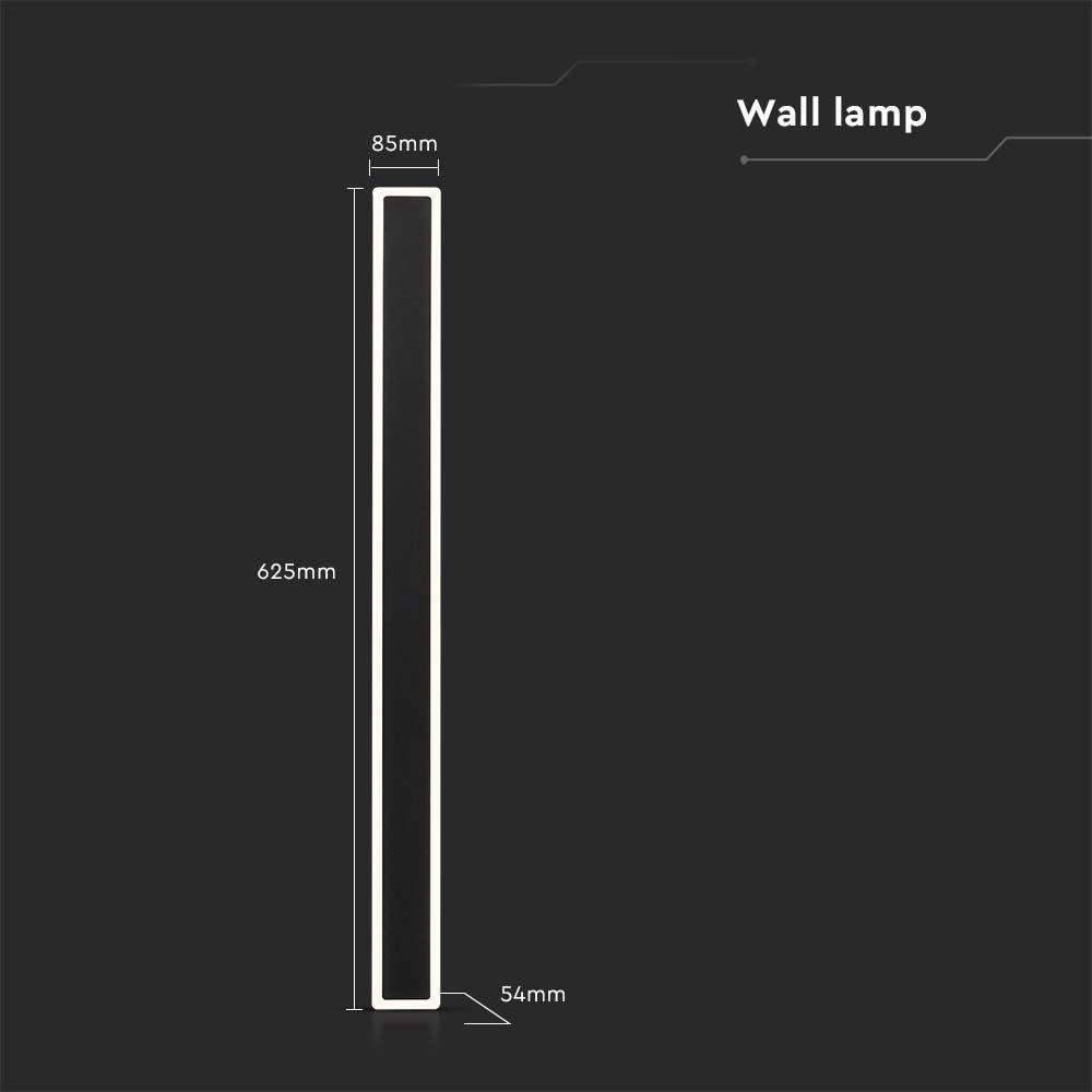 17W Lampa ścienna LED, Barwa: 4000K, Obudowa: Czarny, IP54, Pionowa, VTAC, SKU 6831