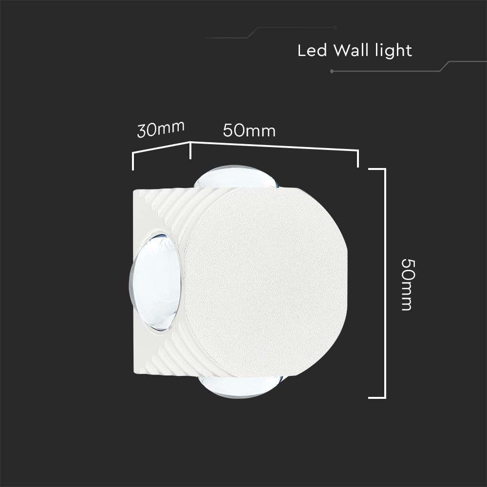 4W Oprawa COB Downlight LED, Barwa: 4000K, Obudowa: Biała , VTAC, SKU 10591