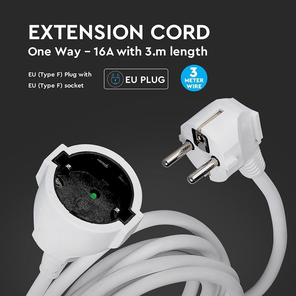 VT-3001-3 EXTENSION CORD(3G1.5MM2X3M)10/16A,-WHITE