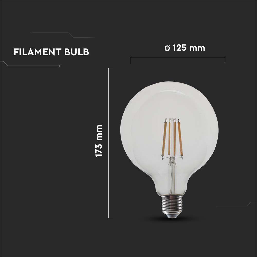 VT-2143 12W G125 LED FILAMENT BULB CLEAR COVER 4000K E27