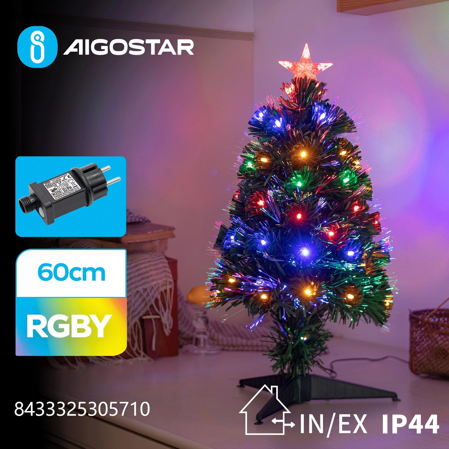 Low voltage fiber optic Christmas tree, RGBY, 60cm