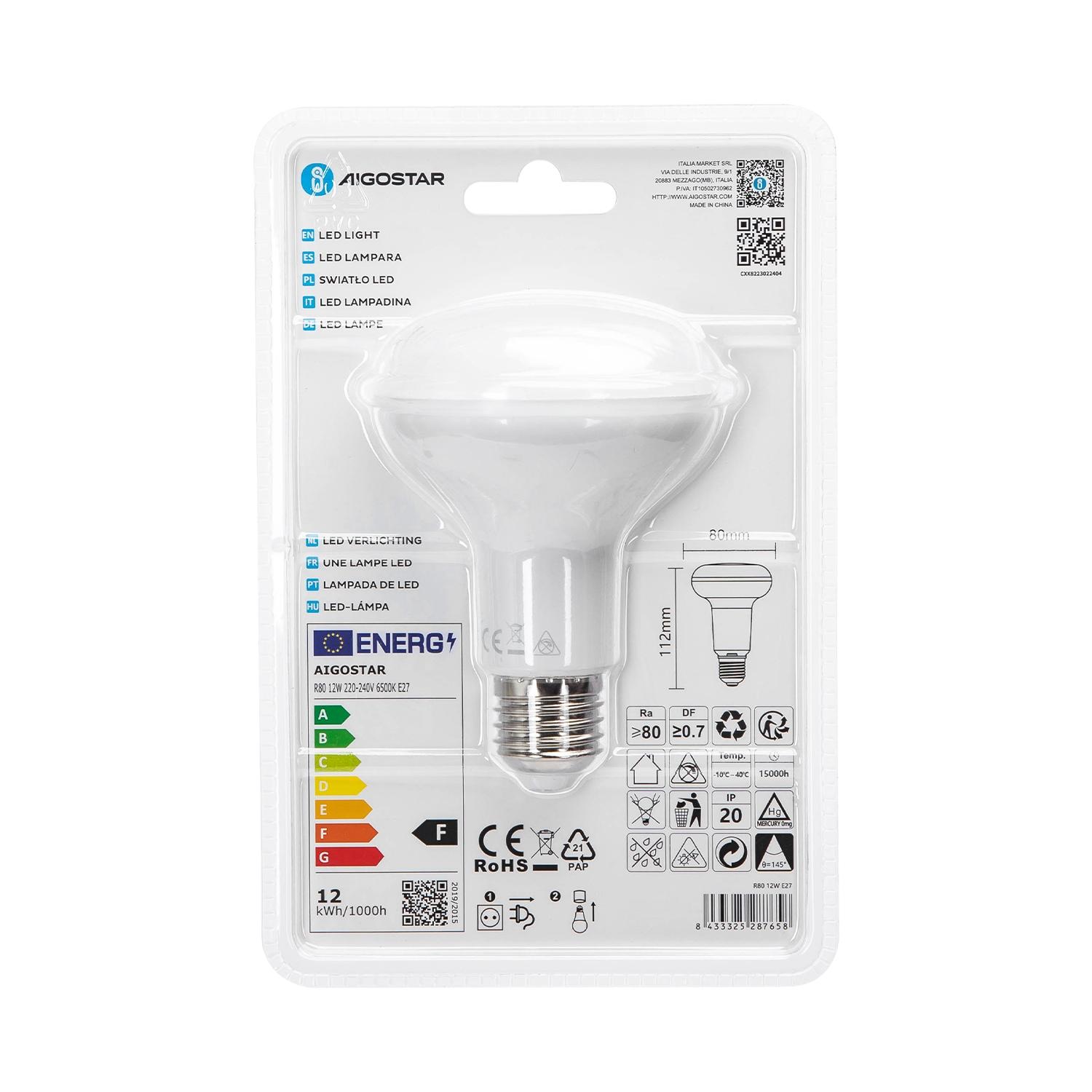 LED E27 12W R80