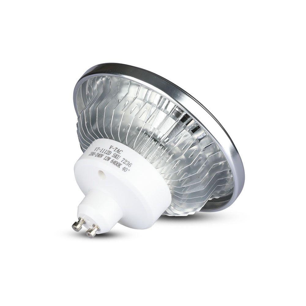 12W AR111 LED SPOTLIGHT, Barwa:4000K, Trzonek:GU10, Ściemniana, VTAC, SKU 7235