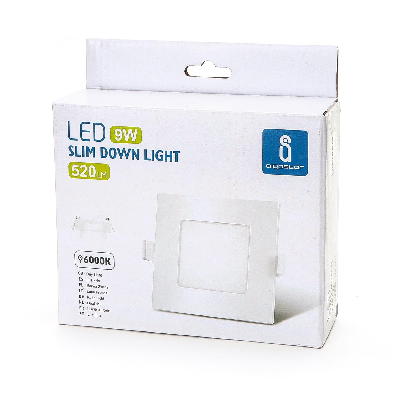 E6 LED Ultra-thin Flush-mounted Square Downlight 9W White Light