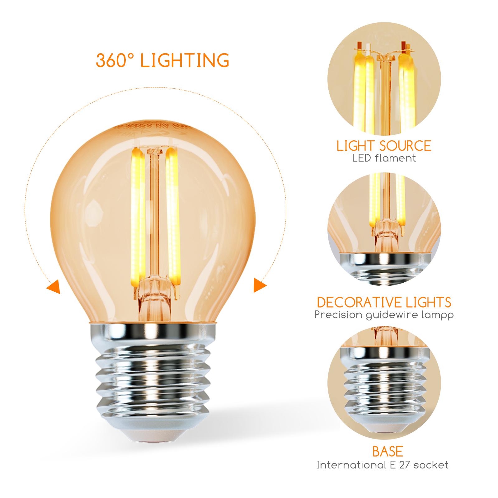 LED Filament Bulb (Amber) G45 E27 4W