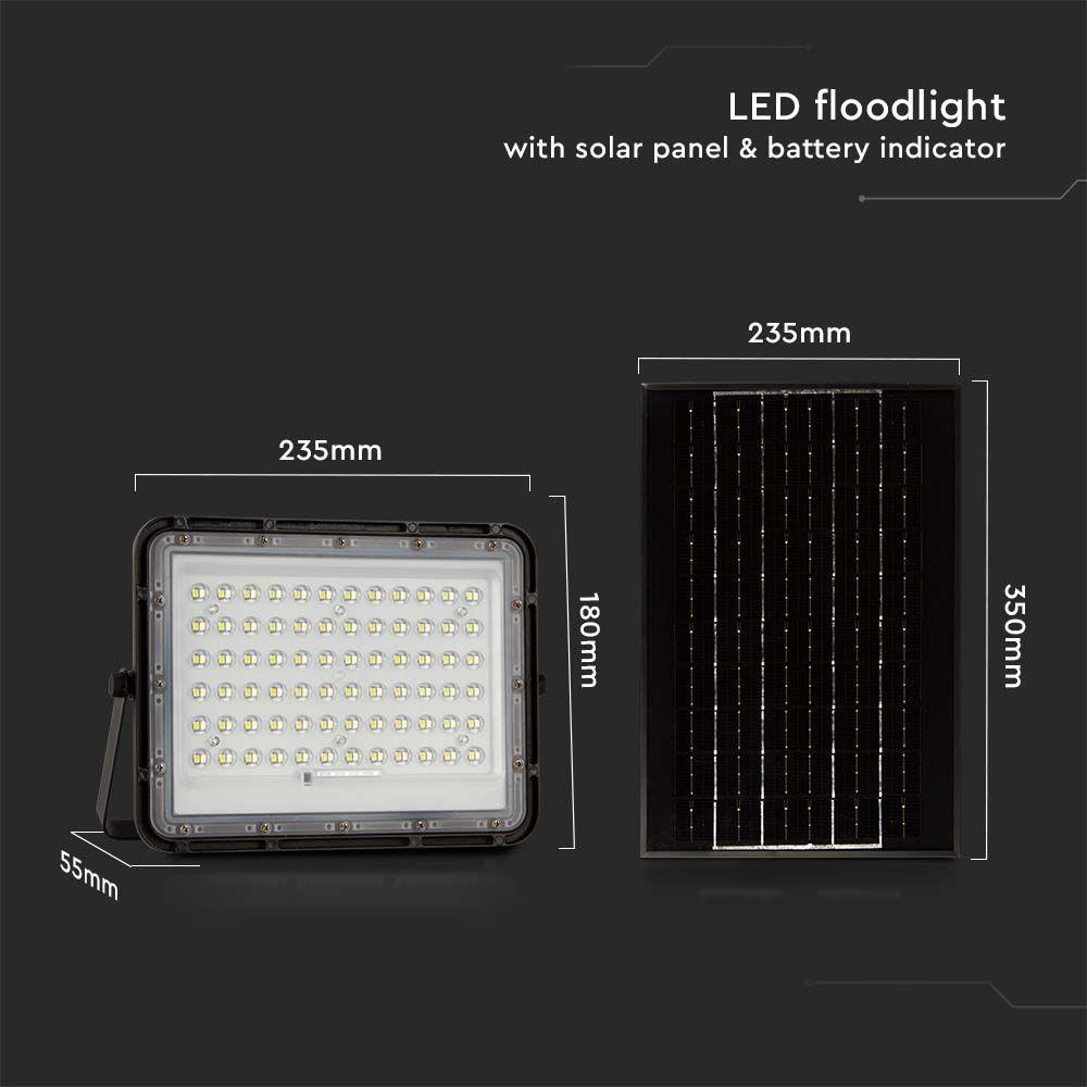 15W Solarny naświetlacz LED z czujnikiem zmierzchu, Panel z przewodem: 3m, Pilot, Bateria 12000mAh/ Barwa:4000K, Obudowa: Czarna, VTAC, SKU 7826