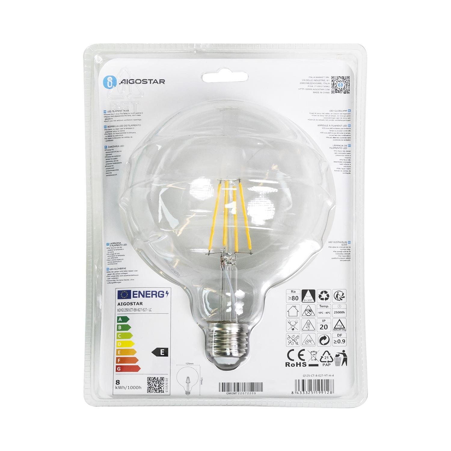 LED Filament Bulb (Clear) G125 E27 8W