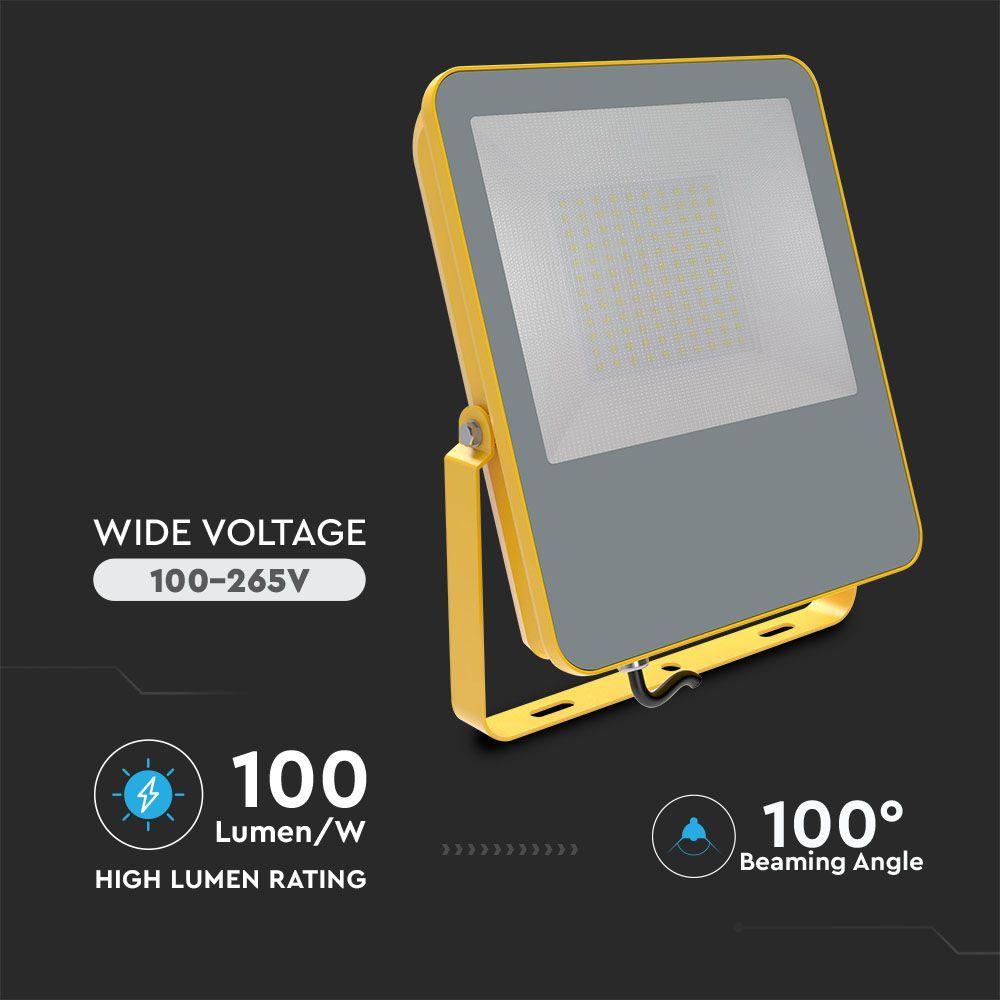 VT-108 100W LED WORK FLOODLIGHT SAMSUNG CHIP 6400K YELLOW BODY GREY GLASS