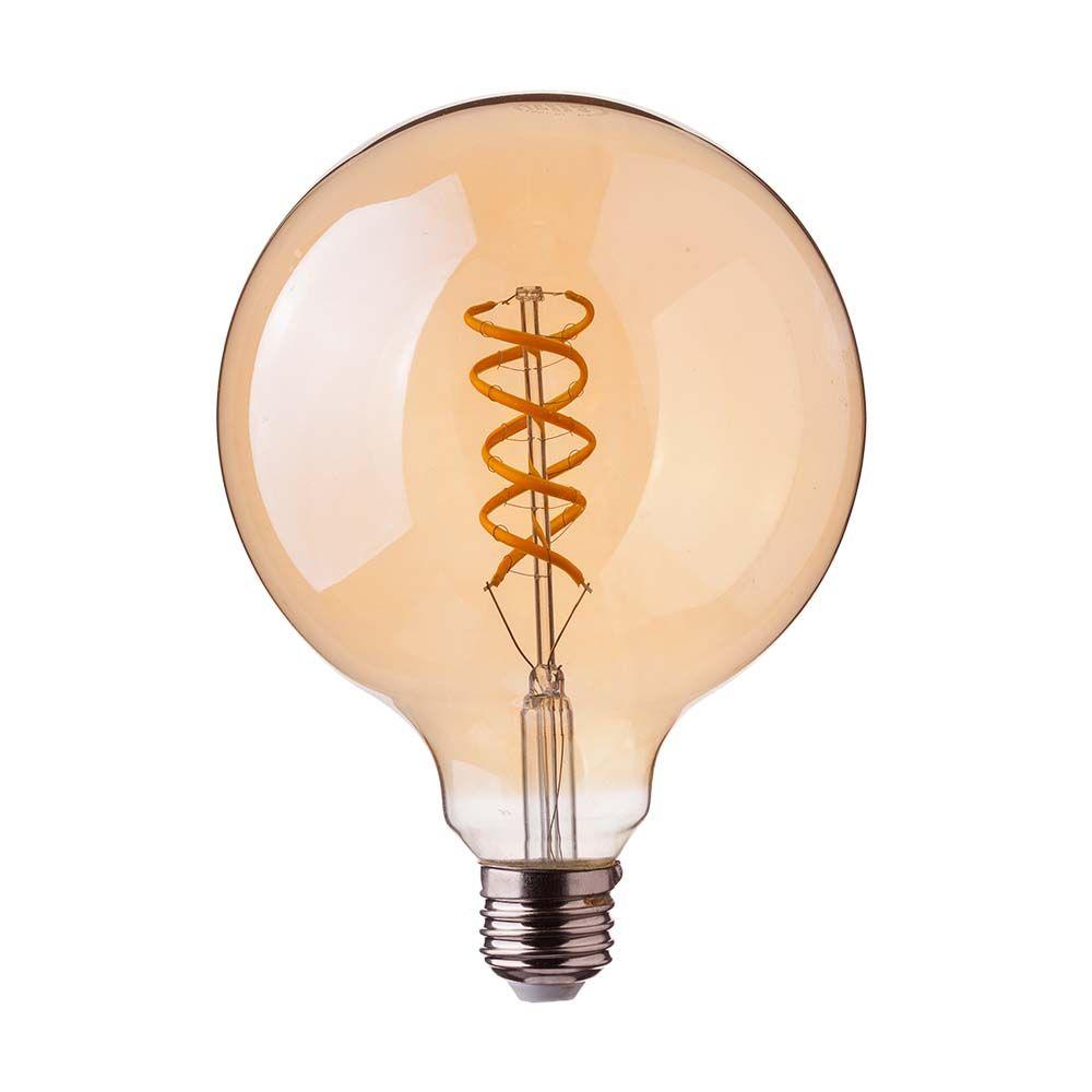 5W G95 Żarówka LED Filament Globe, Barwa:1800K, Klosz: Bursztynowy, Trzonek: E27, VTAC, SKU 217217