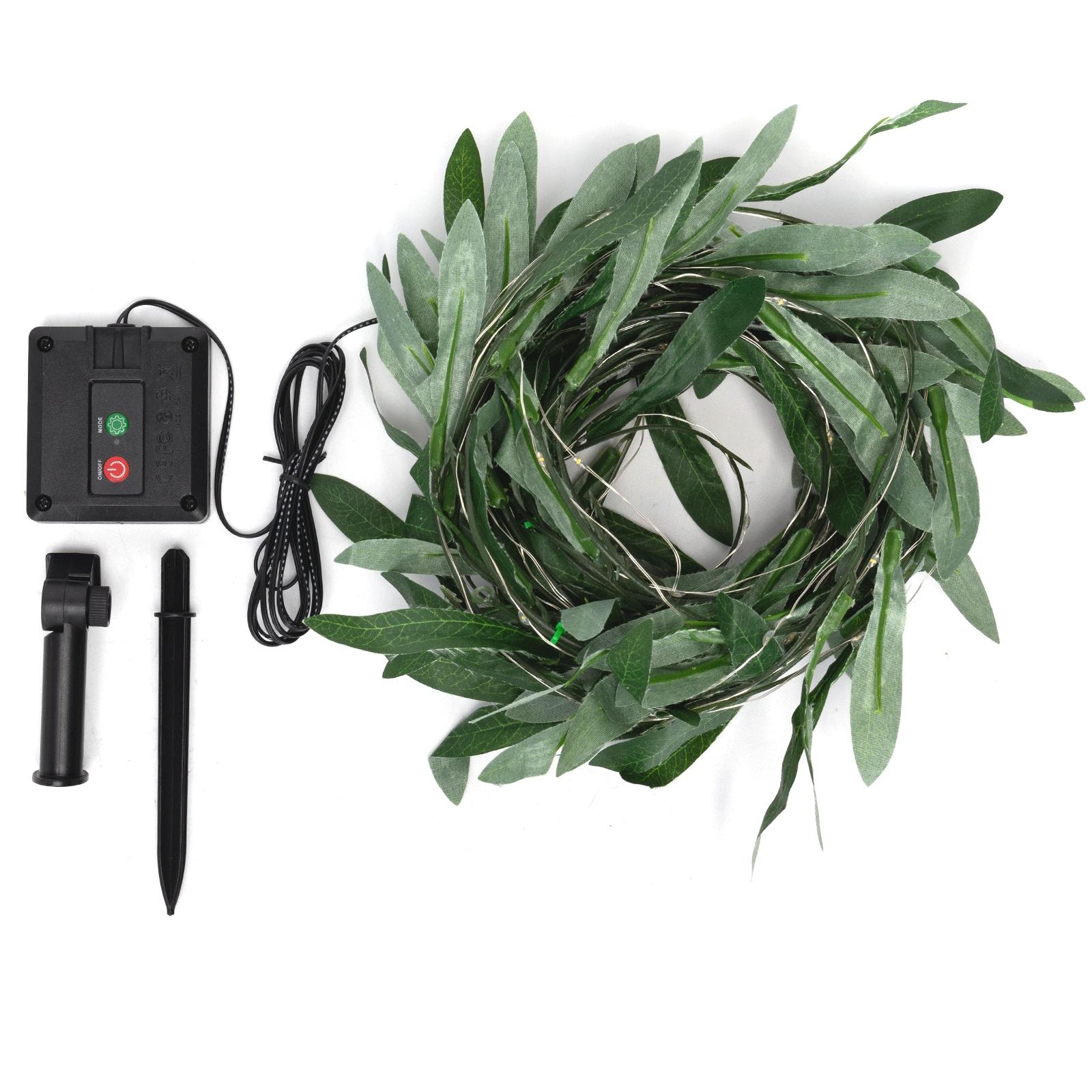 Solar simulation plant-linear-Olive leaves-dark green-2700K-2M+10M-100LED-10CM/LED-8blinkIP65