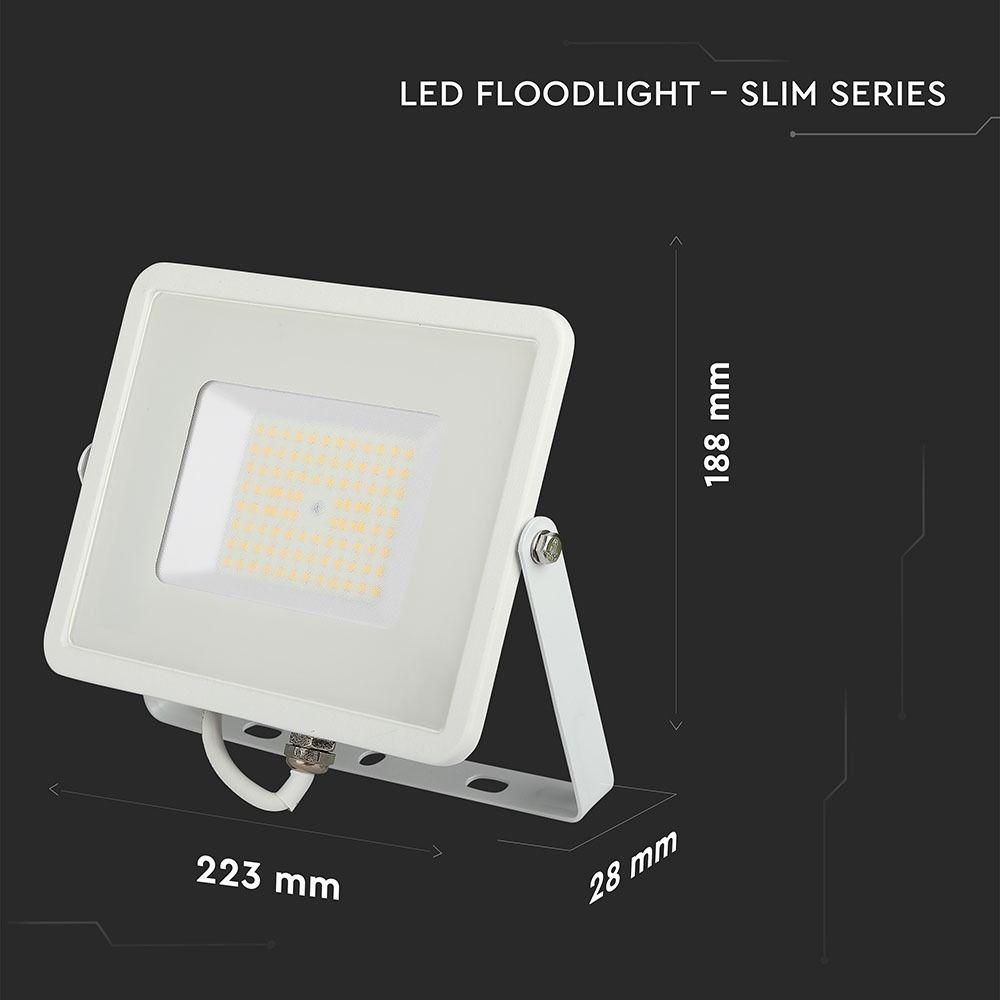 50W Naświetlacz LED SMD, Chip SAMSUNG, Barwa:6400K, Obudowa: Biała , Wydajność: 120lm/w, VTAC, SKU 763