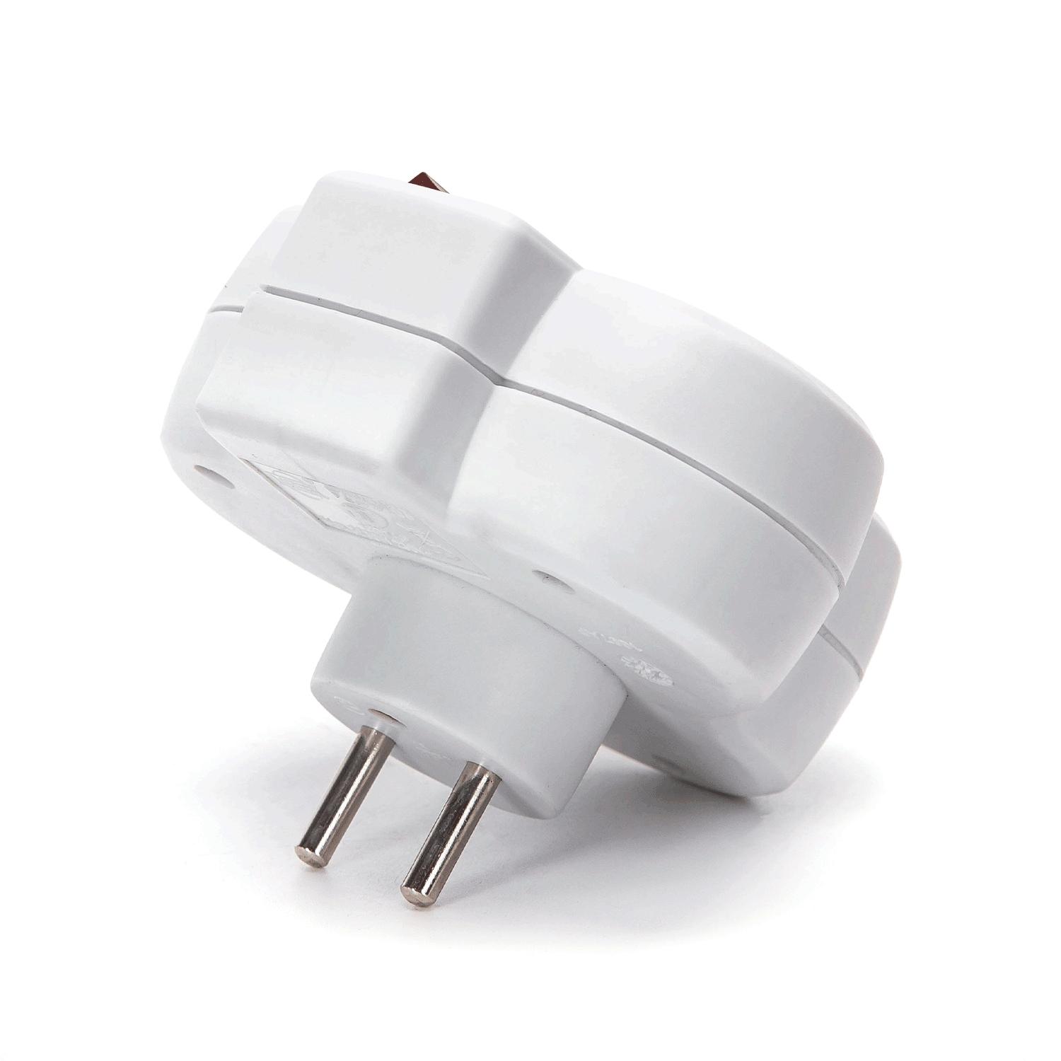 French 3-Way Adaptor (With Switch) 16A White