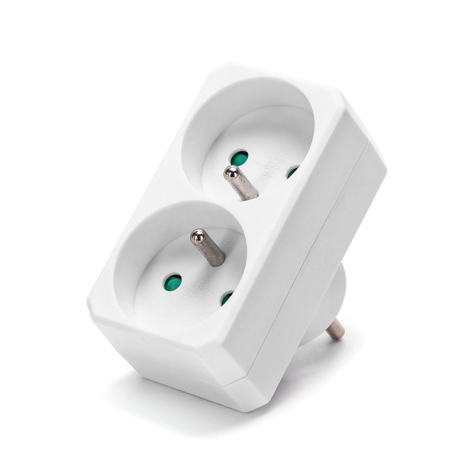 French 2-Way Adaptor (Without Switch) 16A White