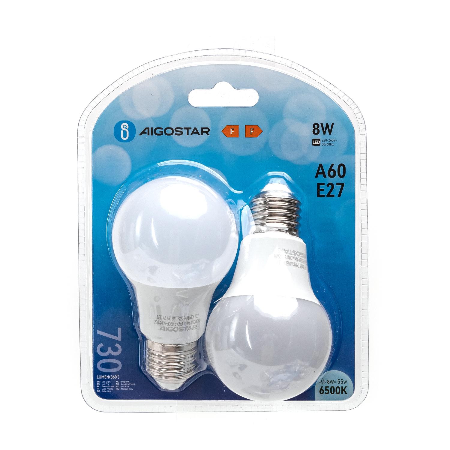 LED E27 8W A60 2pcs ( general bulb )