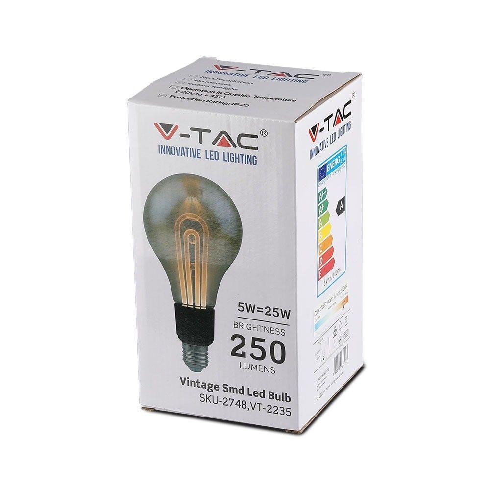 5W G100 Żarówka LED Vintge, Barwa:2200K, Trzonek:E27, VTAC, SKU 2748