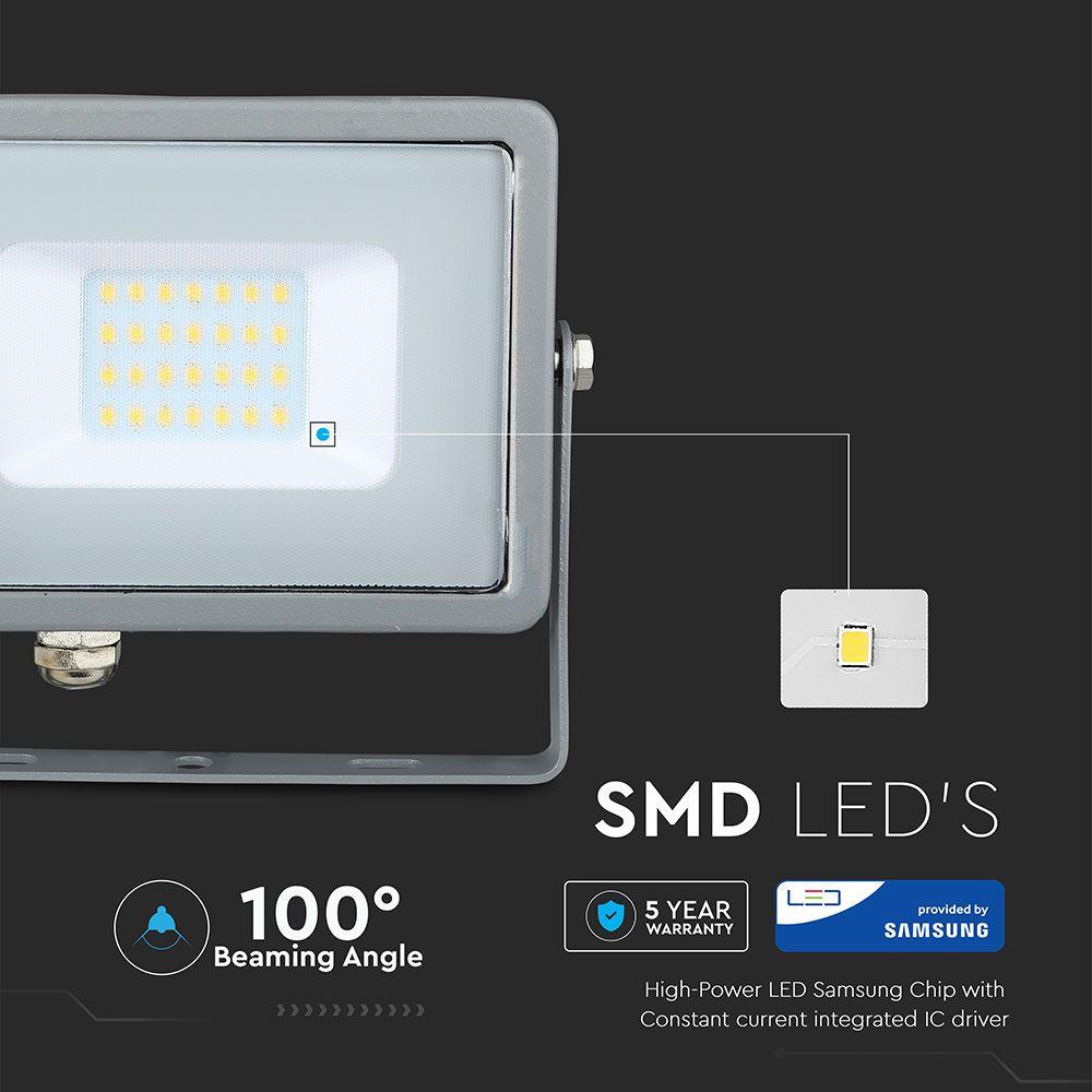 20W Naświetlacz LED SMD, Chip SAMSUNG, Barwa:4000K, Obudowa: Szara , VTAC, SKU 446