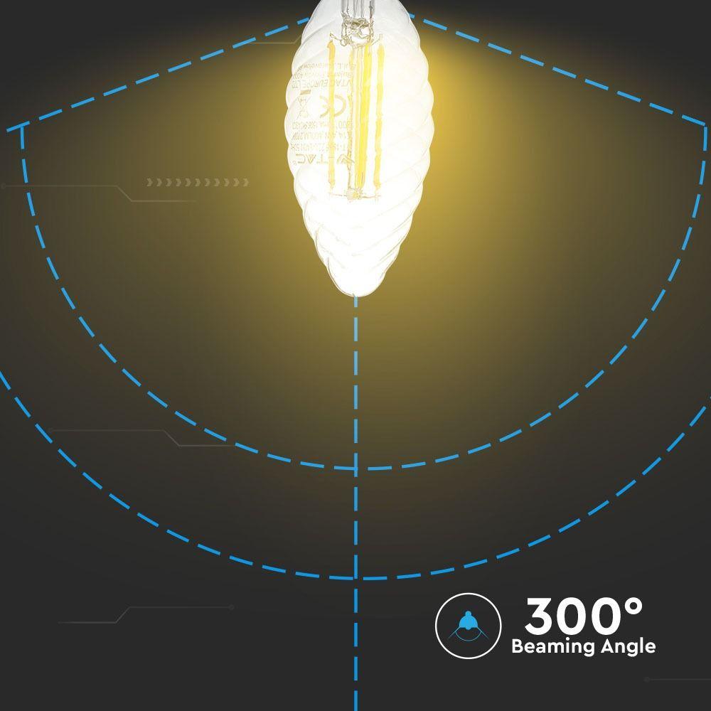 4W TWIST C35 Żarówka LED Filament, Barwa:2700K, Trzonek:E14, VTAC, SKU 4307