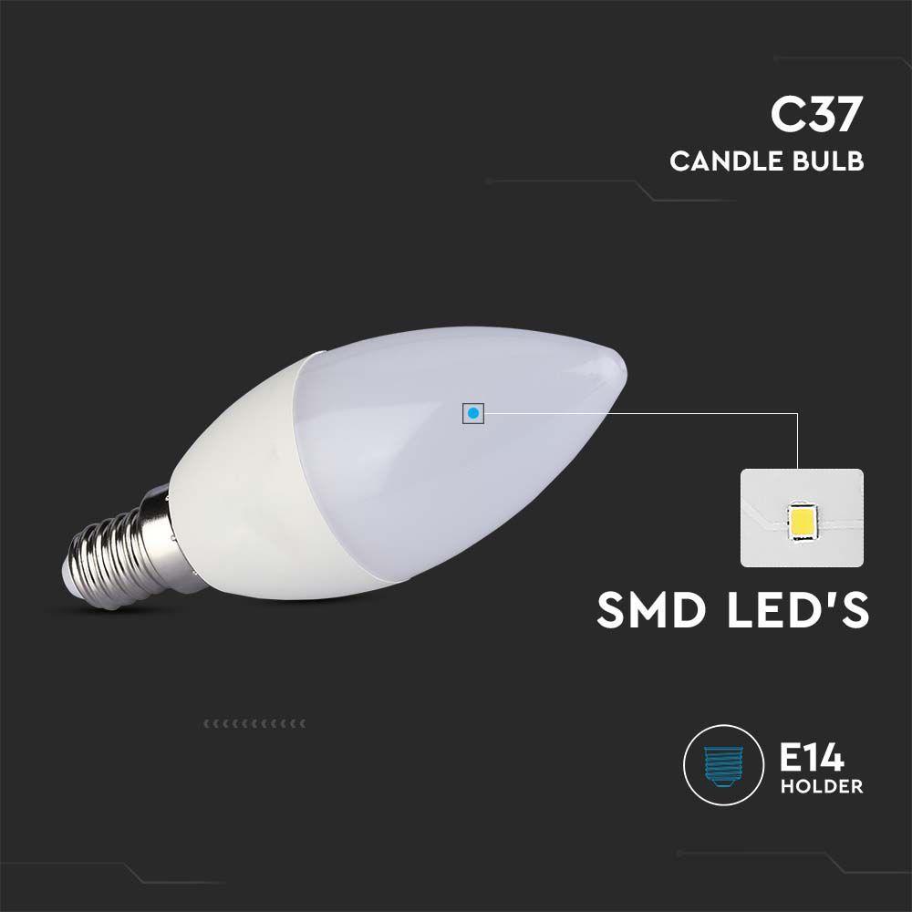 VT-226 4.5W C37 LED CANDLE BULB SAMSUNG CHIP 3000K E14