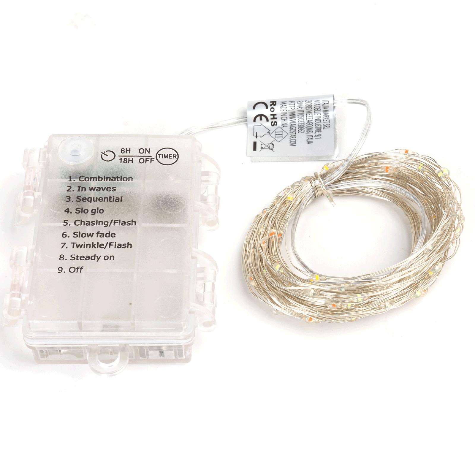 3AA battery copper wire string lights, RGBY, 10m