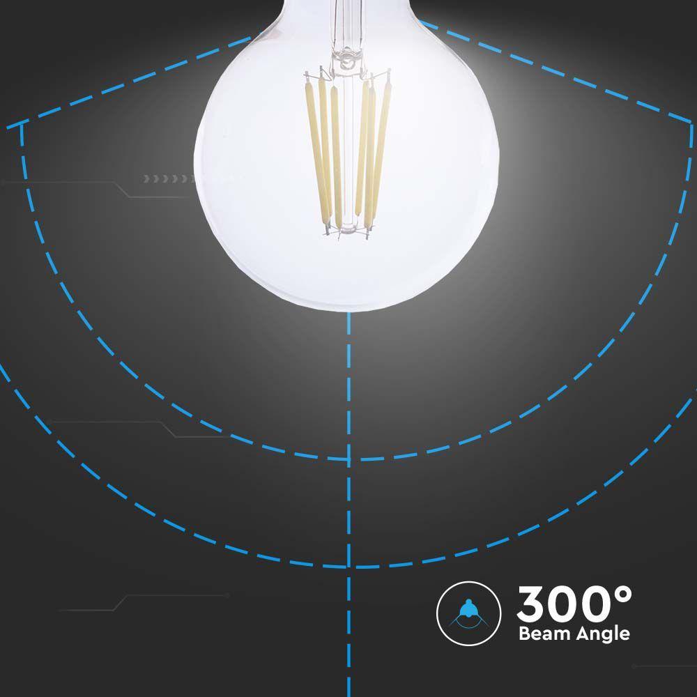 4W G95 Żarówka LED Filament, Klosz Transparentny, Barwa:4000K, Trzonek:E27, Skuteczność: 210lm/W, VTAC, SKU 2995