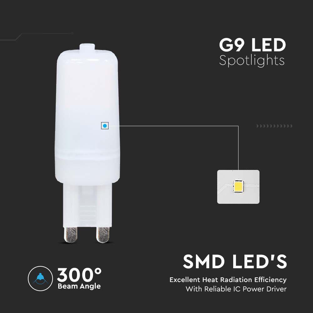 2.2W Żarówka LED, Chip SAMSUNG, Barwa:3000K, Trzonek:G9, VTAC, SKU 20478