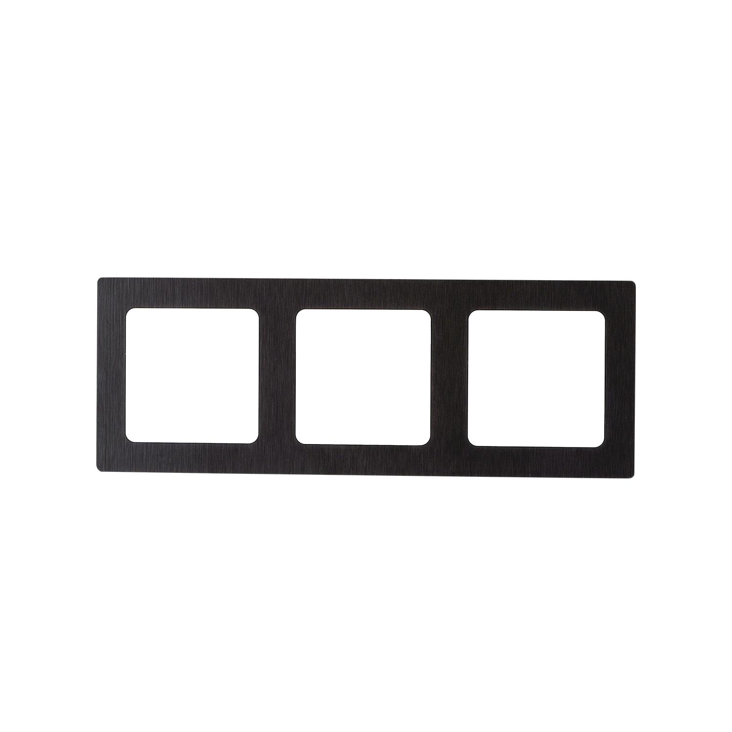 German-French Three Gang Aluminium Wall Plate Black